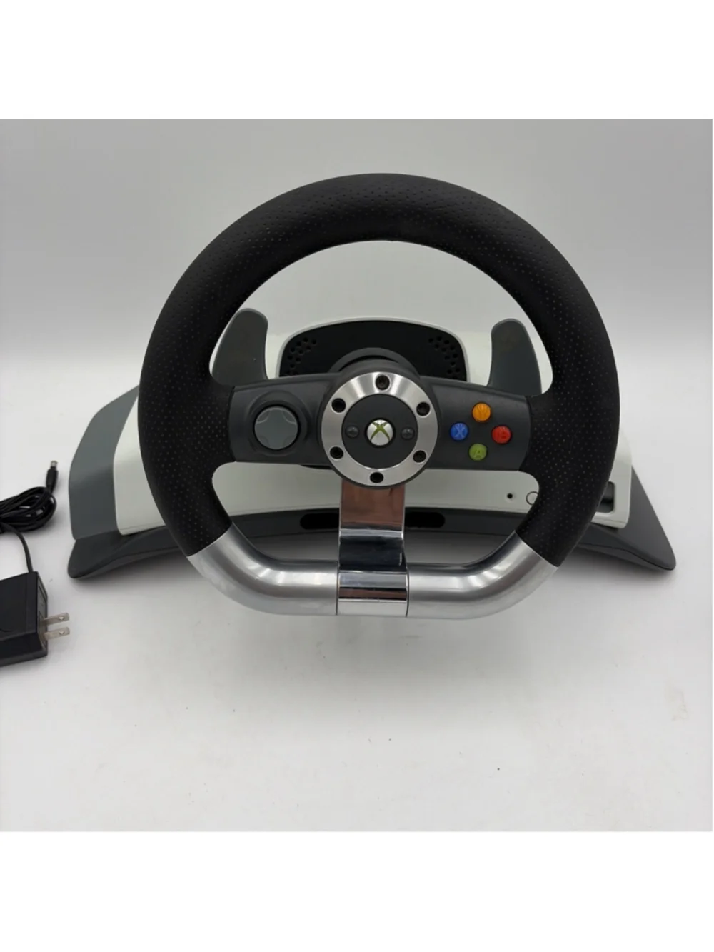 Microsoft Xbox 360 Wireless Racing Wheel With Force Feedback WRW02 White Tested